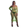 Ouch! Glow Bustier et Robe Filet Épaules dénudées Vert Fluo